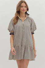 Load image into Gallery viewer, NEWEST ARRIVAL Black/Ivory Striped Accent Collar Dress
