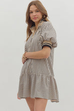 Load image into Gallery viewer, NEWEST ARRIVAL Black/Ivory Striped Accent Collar Dress
