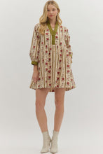 Load image into Gallery viewer, NEWEST ARRIVAL Olive Fall Floral Flow Dress

