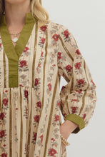 Load image into Gallery viewer, NEWEST ARRIVAL Olive Fall Floral Flow Dress
