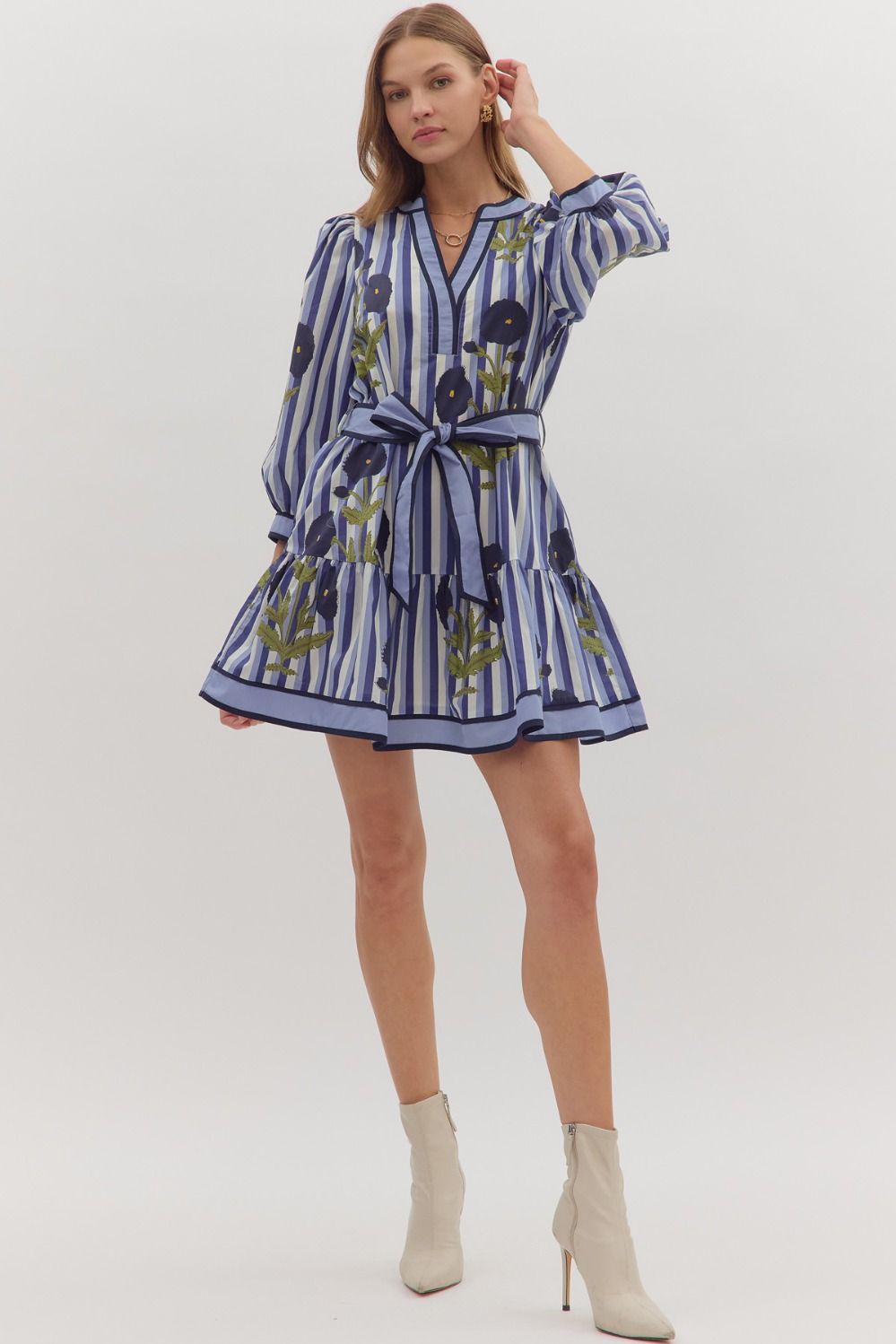 NEWEST ARRIVAL Navy Floral Striped Dress