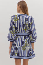 Load image into Gallery viewer, NEWEST ARRIVAL Navy Floral Striped Dress
