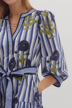 Load image into Gallery viewer, NEWEST ARRIVAL Navy Floral Striped Dress
