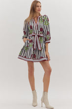 Load image into Gallery viewer, NEWEST ARRIVAL Burgundy Floral Striped Dress
