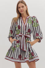 Load image into Gallery viewer, NEWEST ARRIVAL Burgundy Floral Striped Dress
