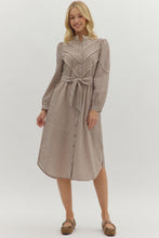 Load image into Gallery viewer, NEWEST ARRIVAL Brown Gingham Button Down Midi Dress
