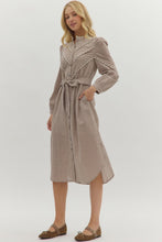Load image into Gallery viewer, NEWEST ARRIVAL Brown Gingham Button Down Midi Dress
