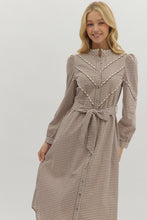 Load image into Gallery viewer, NEWEST ARRIVAL Brown Gingham Button Down Midi Dress
