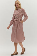 Load image into Gallery viewer, NEWEST ARRIVAL Burgundy Gingham Button Down Midi Dress
