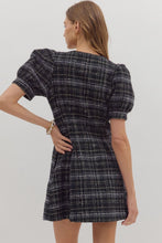 Load image into Gallery viewer, NEWEST ARRIVAL ONLINE ONLY Red/Black Tweed Plaid Zipper Front Dress
