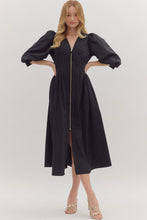 Load image into Gallery viewer, NEWEST ARRIVAL Black or Brown Zipper Front Midi Dress
