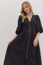 Load image into Gallery viewer, NEWEST ARRIVAL Black or Brown Zipper Front Midi Dress
