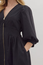 Load image into Gallery viewer, NEWEST ARRIVAL Black or Brown Zipper Front Midi Dress
