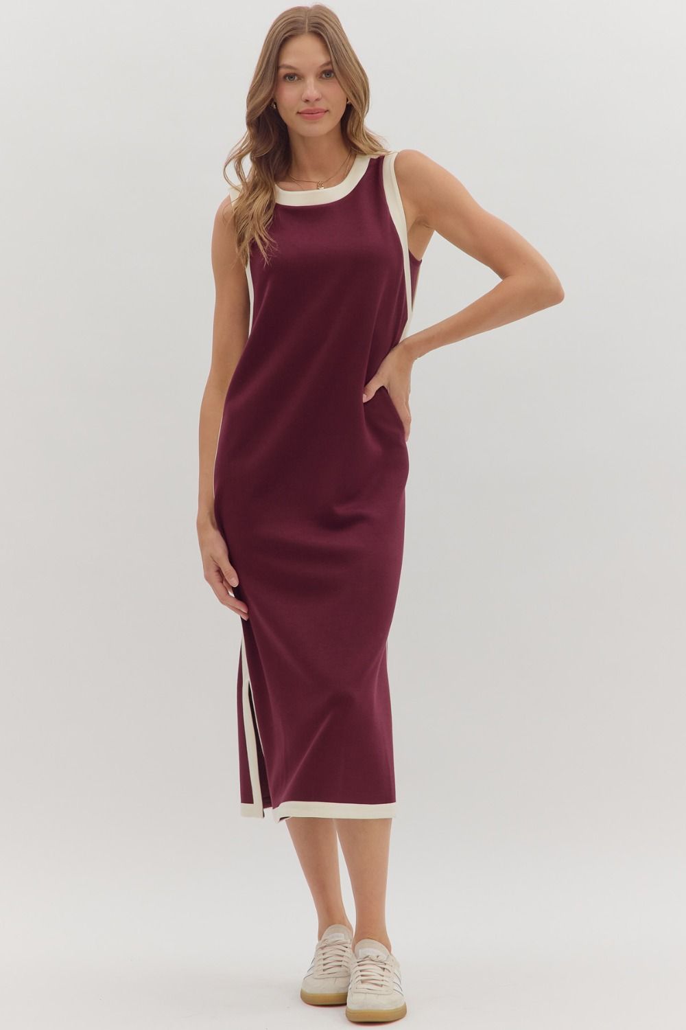 NEWEST ARRIVAL Merlot Sleeveless Comfy Midi Dress