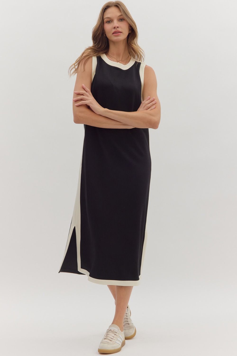 NEWEST ARRIVAL *PREORDER 9/28* Black Sleeveless Comfy Midi Dress