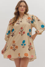 Load image into Gallery viewer, NEWEST ARRIVAL Taupe Bold Floral Dress
