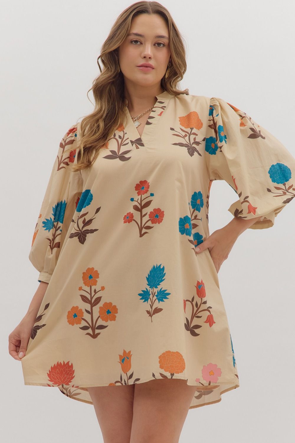 NEWEST ARRIVAL Taupe Bold Floral Dress