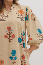 Load image into Gallery viewer, NEWEST ARRIVAL Taupe Bold Floral Dress
