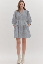 Load image into Gallery viewer, NEWEST ARRIVAL Indigo Blue Striped Button Front Dress
