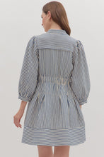 Load image into Gallery viewer, NEWEST ARRIVAL Indigo Blue Striped Button Front Dress
