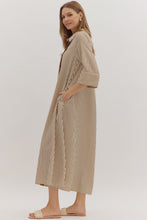 Load image into Gallery viewer, NEWEST ARRIVAL Brown Striped Button Down Midi Dress
