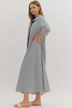 Load image into Gallery viewer, NEWEST ARRIVAL Navy Blue Striped Button Down Midi Dress
