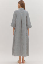 Load image into Gallery viewer, NEWEST ARRIVAL Navy Blue Striped Button Down Midi Dress
