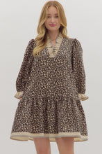 Load image into Gallery viewer, NEWEST ARRIVAL Brown Ruffle Animal Print Dress

