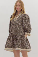 Load image into Gallery viewer, NEWEST ARRIVAL Brown Ruffle Animal Print Dress
