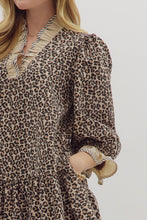 Load image into Gallery viewer, NEWEST ARRIVAL Brown Ruffle Animal Print Dress
