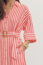 Load image into Gallery viewer, NEWEST ARRIVAL Red Striped Half Sleeve Midi Dress
