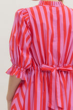Load image into Gallery viewer, NEWEST ARRIVAL Bold Pink/Red Striped Puff Sleeve Dress
