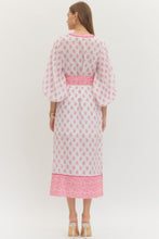 Load image into Gallery viewer, NEWEST ARRIVAL White Pink Floral Midi Dress
