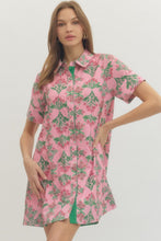 Load image into Gallery viewer, NEWEST ARRIVAL Pink/Green Floral Print Shirt Dress
