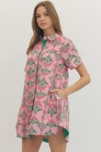 Load image into Gallery viewer, NEWEST ARRIVAL Pink/Green Floral Print Shirt Dress
