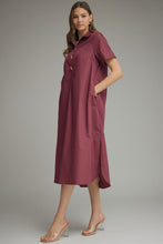 Load image into Gallery viewer, NEWEST ARRIVAL Wine Button Front Midi Dress
