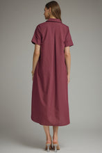 Load image into Gallery viewer, NEWEST ARRIVAL Wine Button Front Midi Dress

