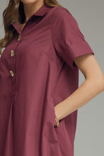 Load image into Gallery viewer, NEWEST ARRIVAL Wine Button Front Midi Dress
