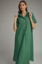 Load image into Gallery viewer, NEWEST ARRIVAL Forest Green Button Front Midi Dress
