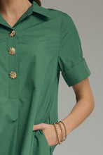 Load image into Gallery viewer, NEWEST ARRIVAL Forest Green Button Front Midi Dress
