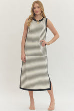 Load image into Gallery viewer, NEWEST ARRIVAL Cream/Black Striped Comfy Midi Dress
