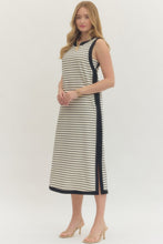 Load image into Gallery viewer, NEWEST ARRIVAL Cream/Black Striped Comfy Midi Dress
