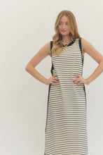 Load image into Gallery viewer, NEWEST ARRIVAL Cream/Black Striped Comfy Midi Dress
