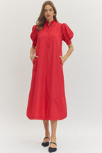 Load image into Gallery viewer, NEWEST ARRIVAL Red Ruffle Neck Midi Dress
