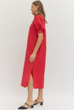 Load image into Gallery viewer, NEWEST ARRIVAL Red Ruffle Neck Midi Dress
