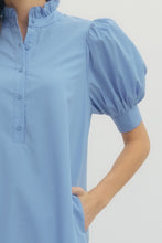 Load image into Gallery viewer, NEWEST ARRIVAL Chambray Blue Ruffle Neck Midi Dress
