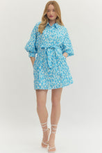 Load image into Gallery viewer, NEWEST ARRIVAL *PREORDER 3/26* Sky Blue Animal Print Button Down Dress
