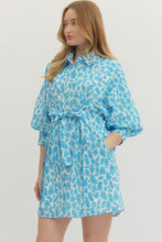 Load image into Gallery viewer, NEWEST ARRIVAL *PREORDER 3/26* Sky Blue Animal Print Button Down Dress
