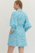 Load image into Gallery viewer, NEWEST ARRIVAL *PREORDER 3/26* Sky Blue Animal Print Button Down Dress
