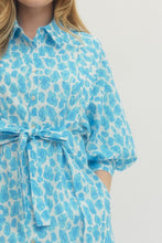 Load image into Gallery viewer, NEWEST ARRIVAL *PREORDER 3/26* Sky Blue Animal Print Button Down Dress
